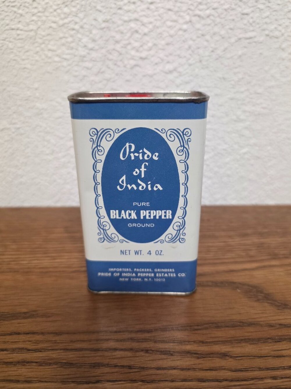 Vintage Pride of India Black Pepper Can 4 1/4" x 2 1/2"